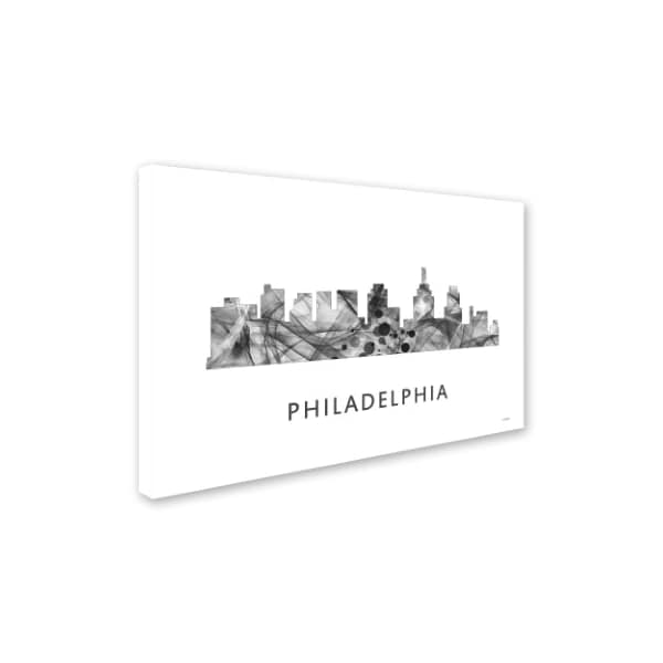 Marlene Watson 'Philadelphia Skyline WB-BW' Canvas Art,12x19